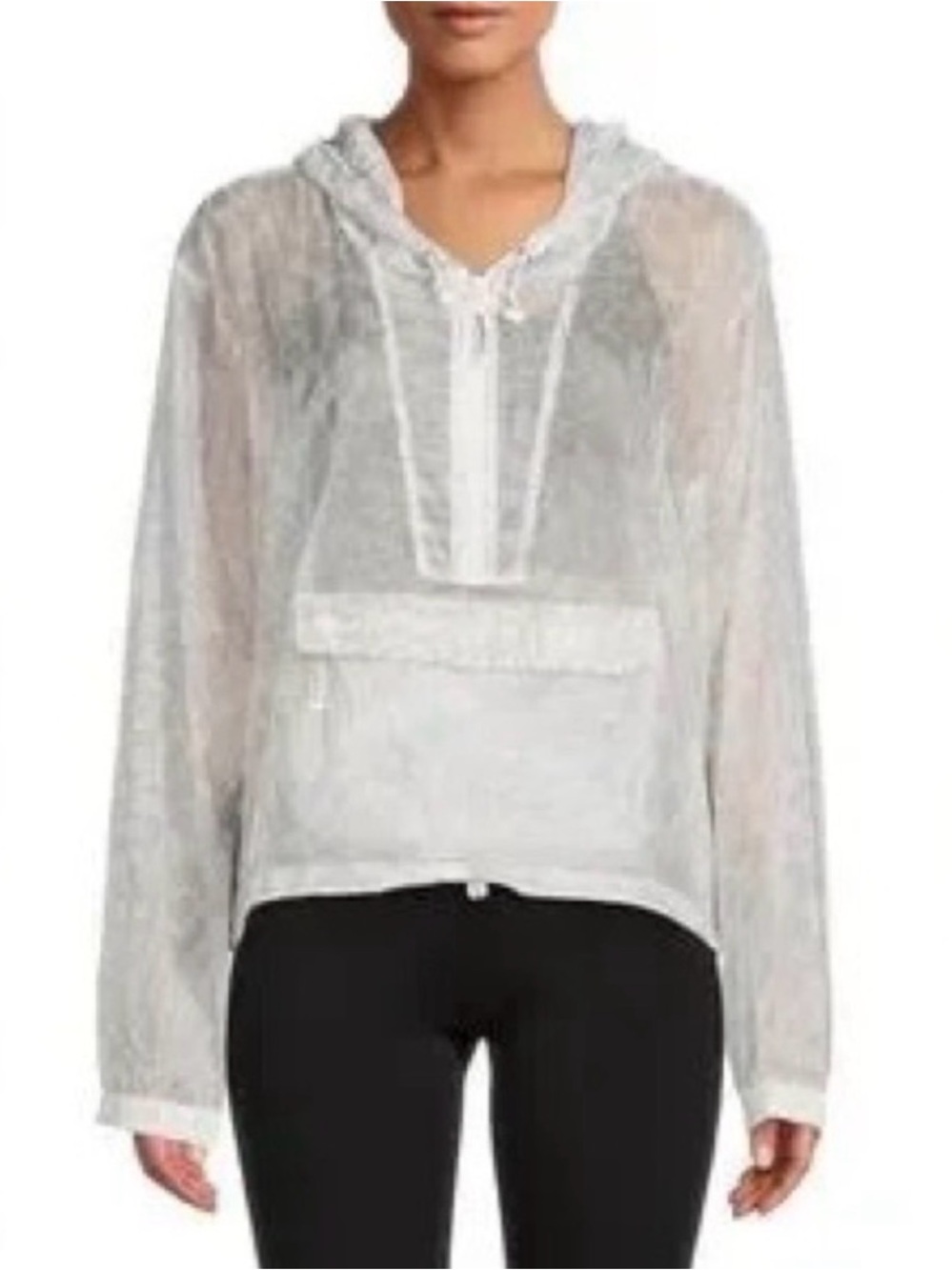 Good American Sheer Animal Print Hooded Anorak Windbreaker Size 0